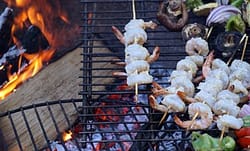 Campfire grilled shrimp