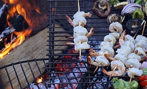 Campfire grilled shrimp